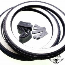 Weisswandreifen SET 2.25 x 19 Zoll Weißwand Reifen Schläuche für Mofa Moped 