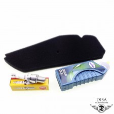 Inspektions Set (Luftfilter + Zündkerze NGK B9ES + Getriebeöl)für Piaggio Sfera NSL 50 