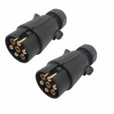 2x 12V Anhängerstecker 7-polig Kunststoff Stecker PKW Auto Anhänger Beleuchtung 