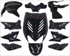 Verkleidung Kit 11 teilig Metallic Schwarz für Yamaha Aerox MBK Nitro 