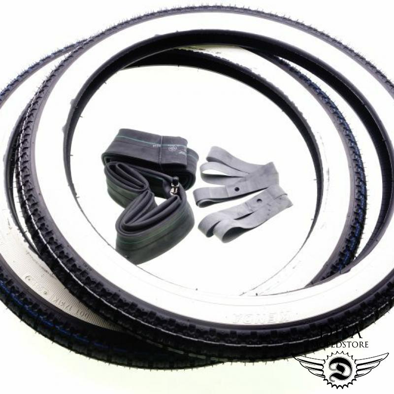 Moped Mofa 2 Weisswand Reifen 2 Band Und 2 Schlauch Set 2 1/4